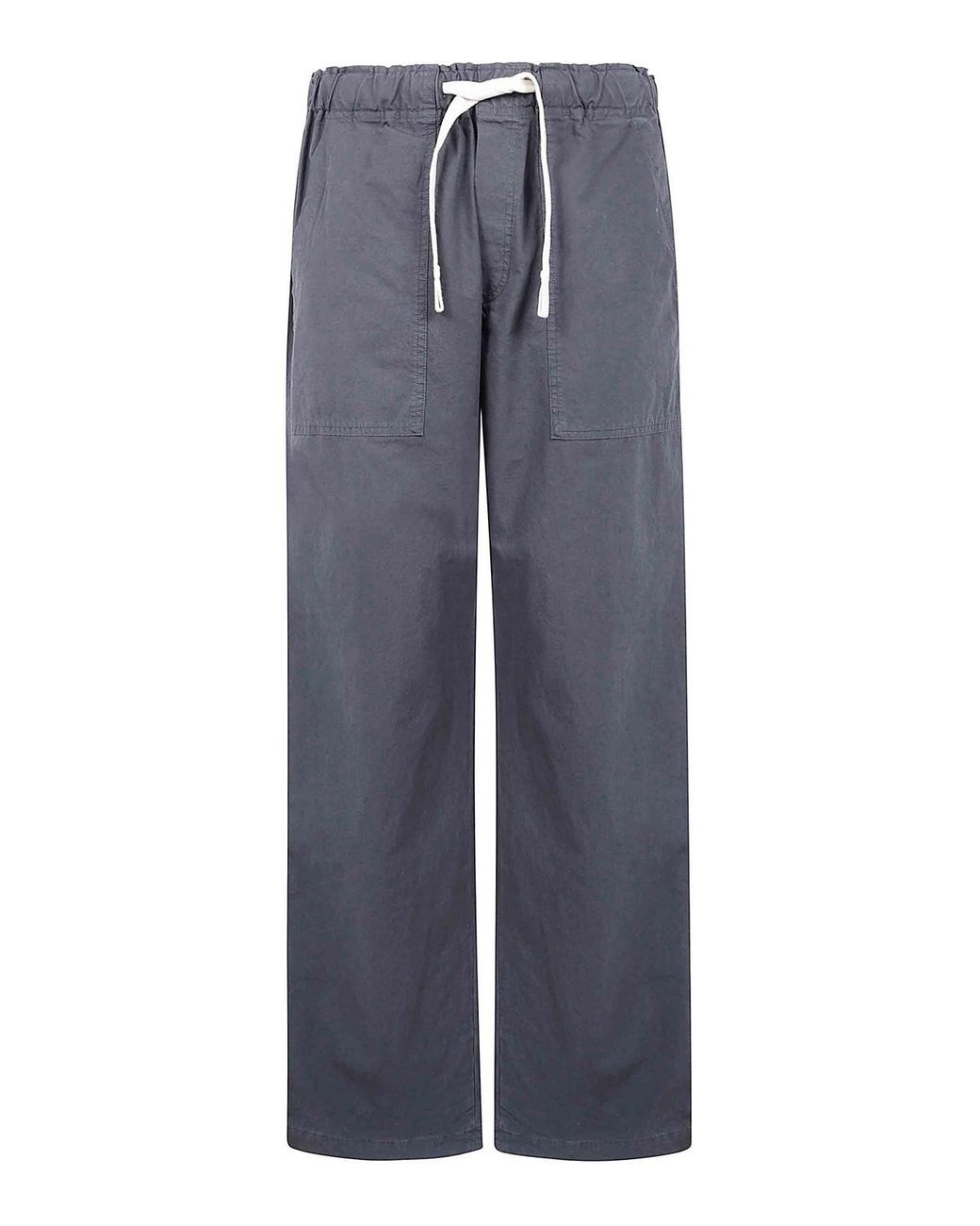 Palm Angels Blue Curved Logo Loose Trousers for men