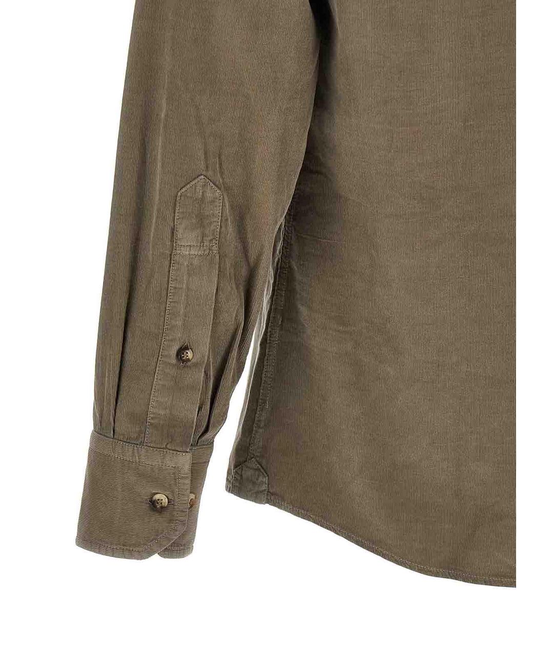 Brunello Cucinelli Green Corduroy Shirt for men