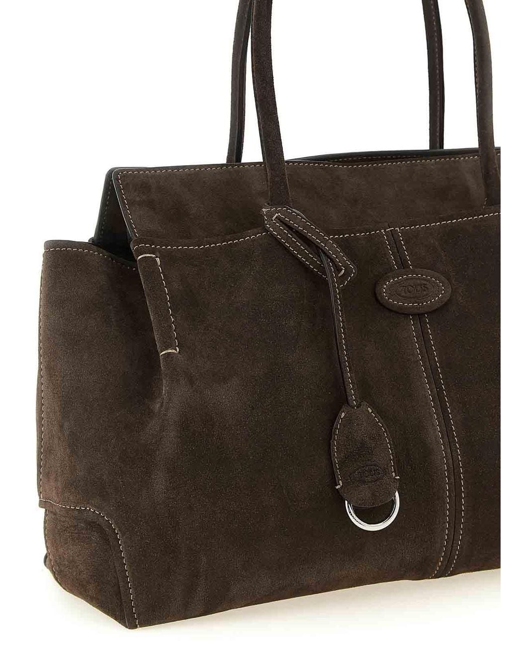 Tod's Black Medium Suede Shopping Bag