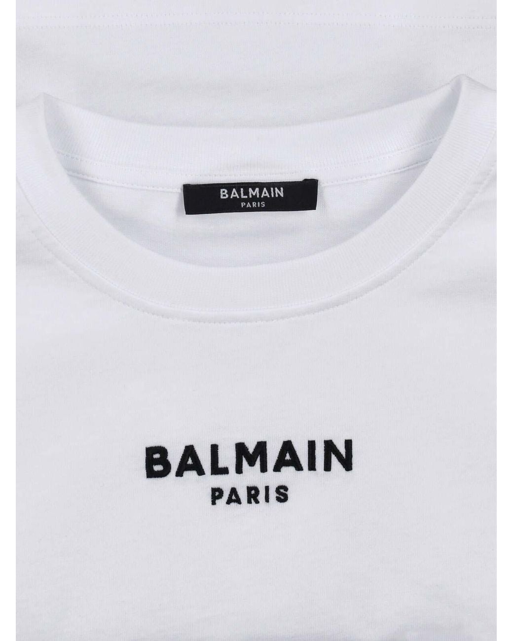 Balmain White Crop Logo T-Shirt