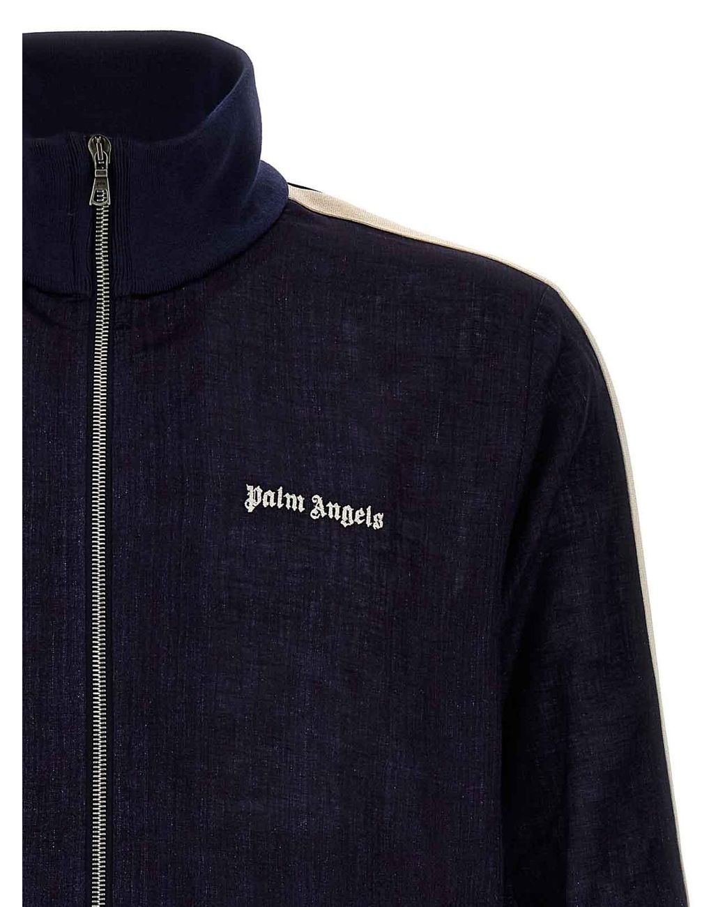 Palm Angels Blue 'Classic Logo Linen Track' Sweatshirt for men