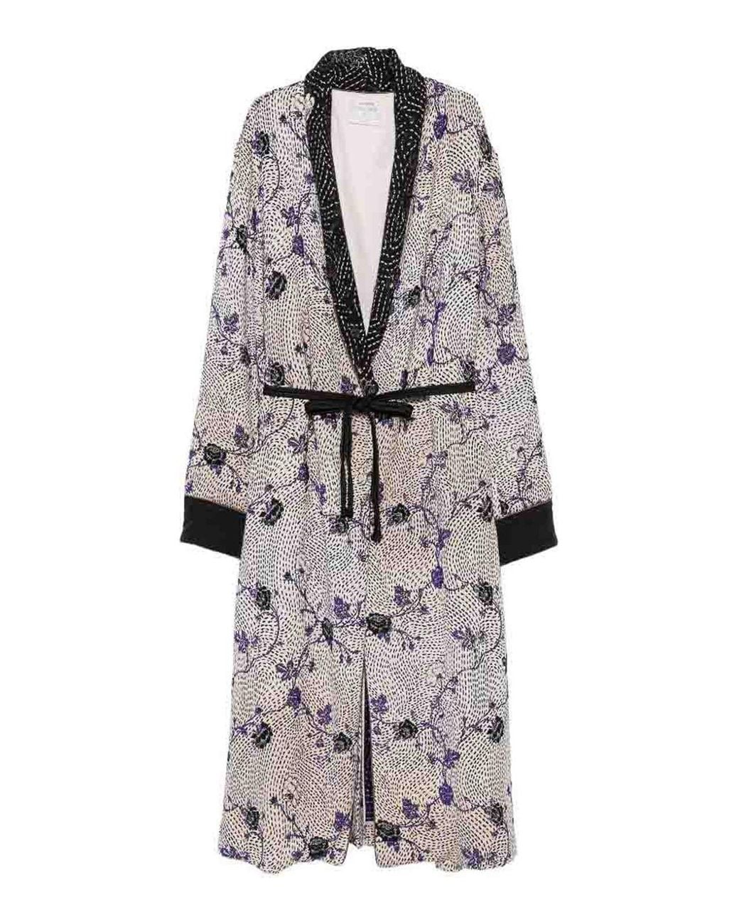Forte_forte Gray Cherry Blossom Long Coat