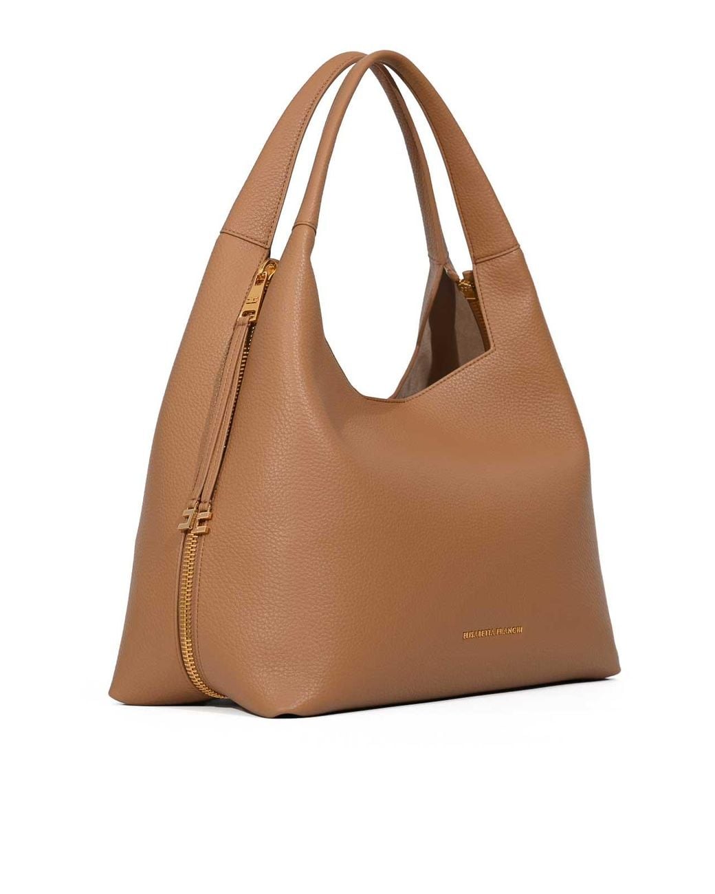 Elisabetta Franchi Brown Leather-Effect Hobo Bag With Charms