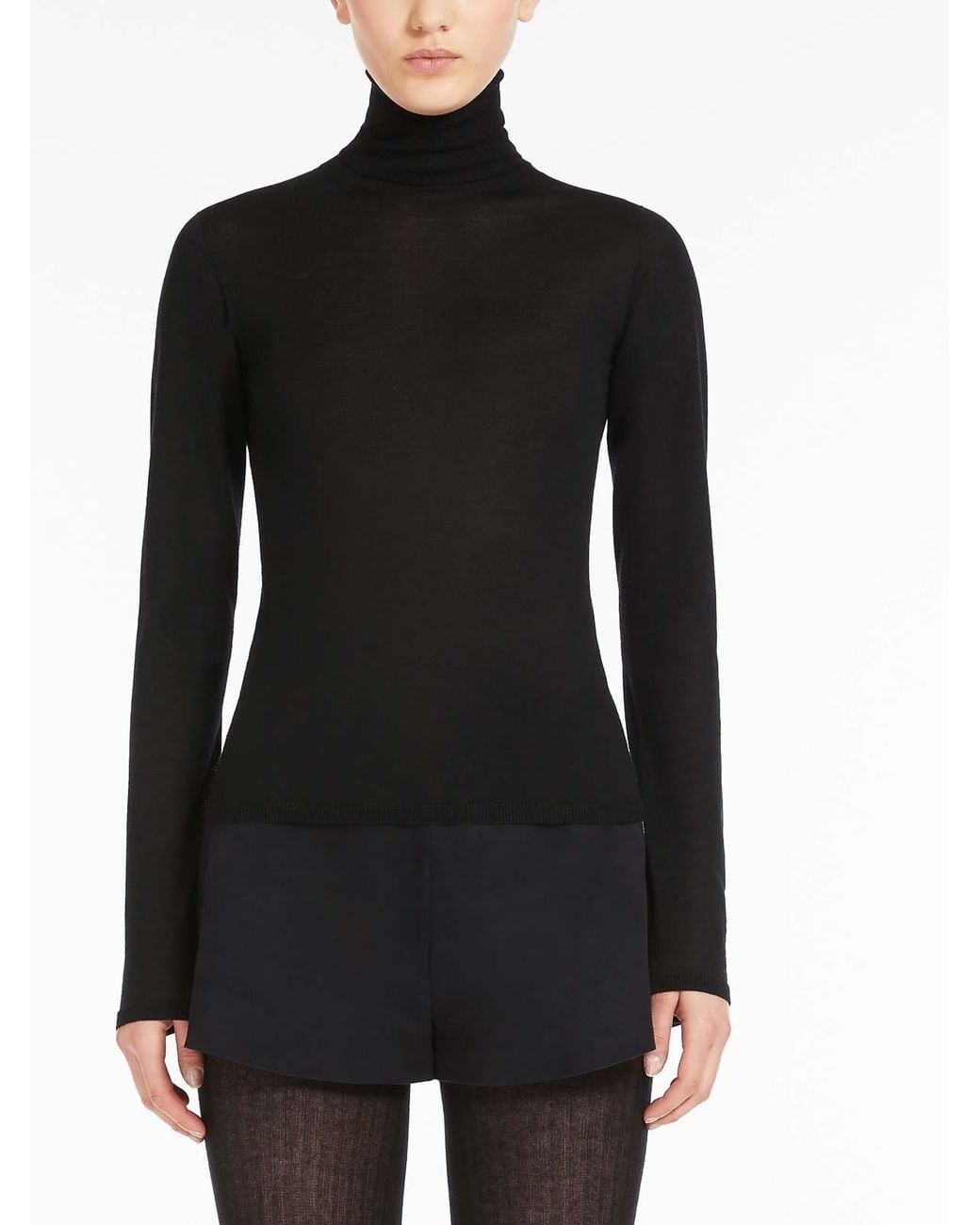 Max Mara Black Adda Cashmere Yarn Turtleneck