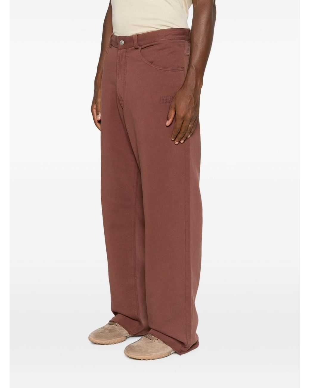 MM6 by Maison Margiela Brown Casual Cotton Trousers With Pockets for men