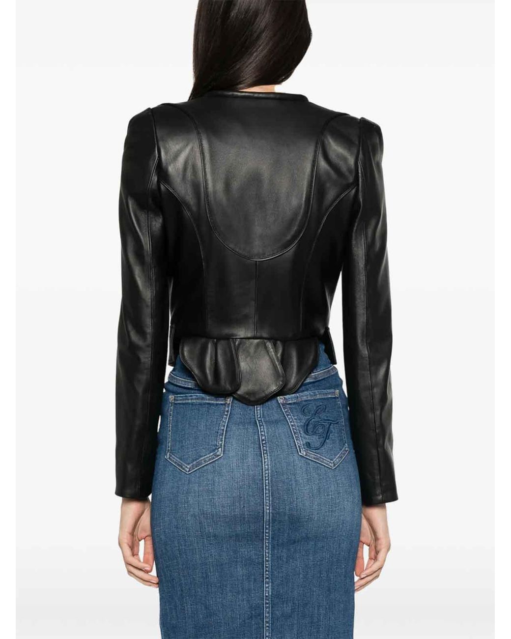 Elisabetta Franchi Black Leather Outerwear