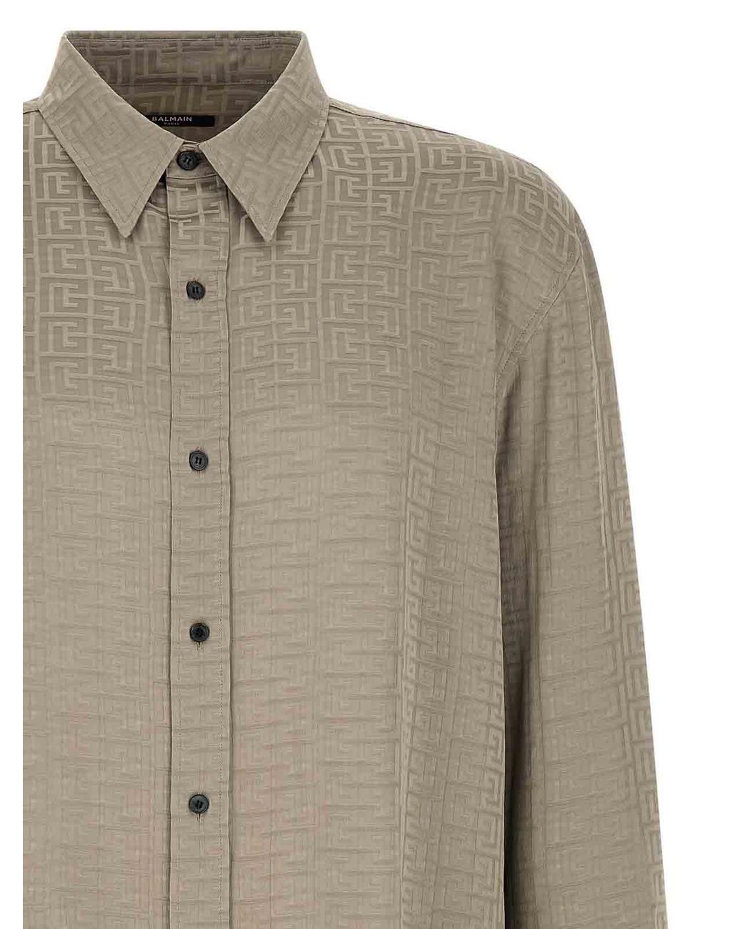 Balmain Natural Jacquard Monogram Shirt for men