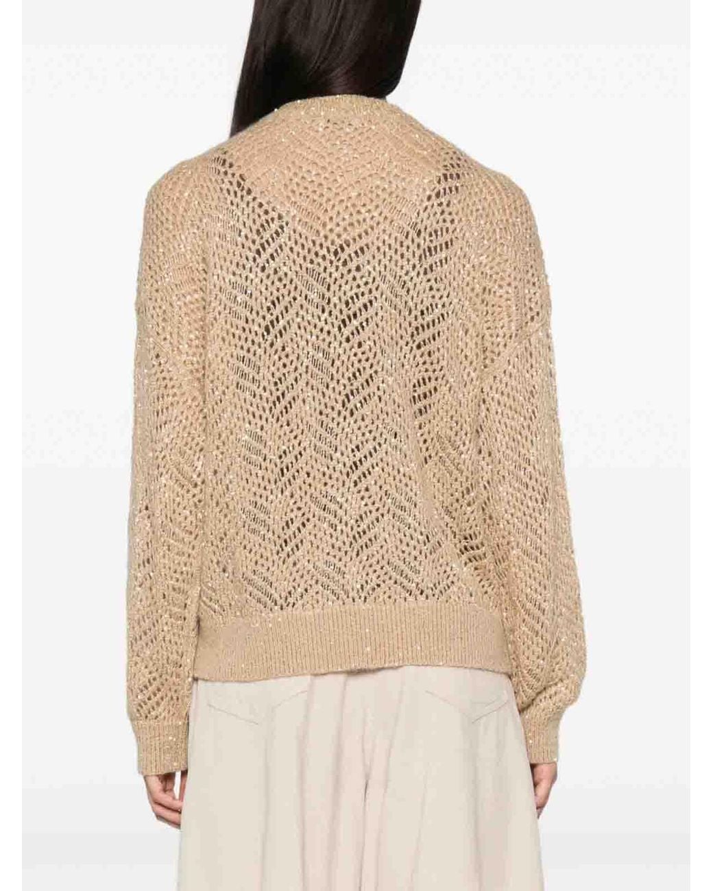 Brunello Cucinelli Natural Embroidered Sweater