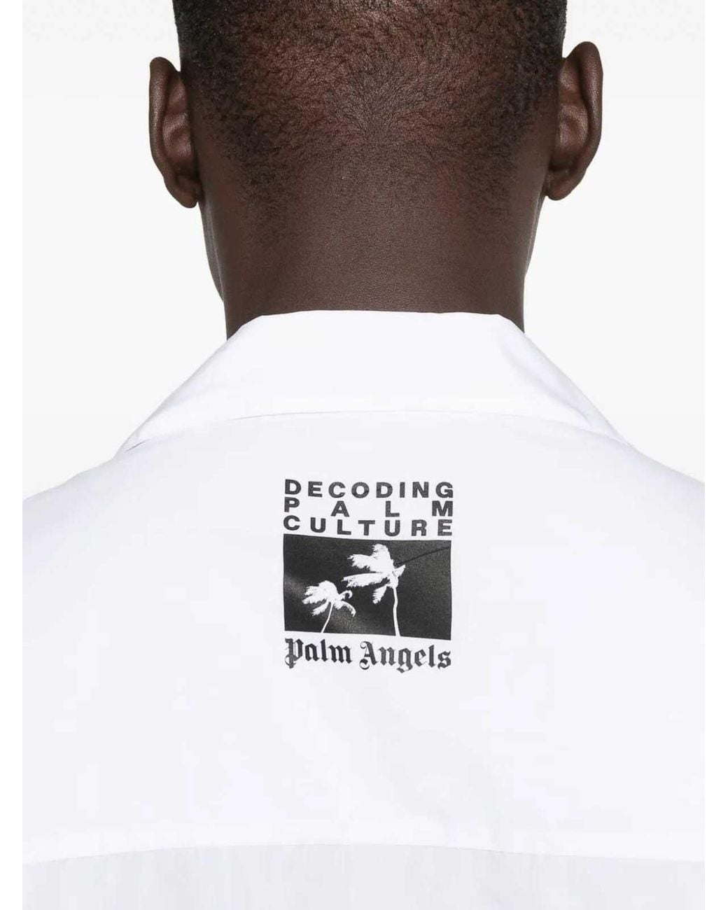 Palm Angels Black Palm Tree-Print Cotton Shirt for men