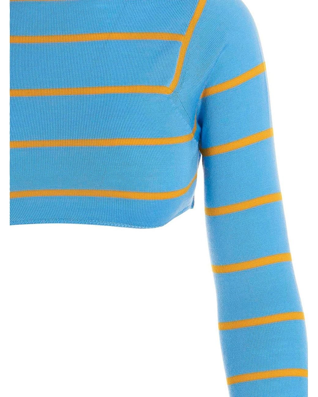 Emilio Pucci Blue Cut-Out Cropped Sweater