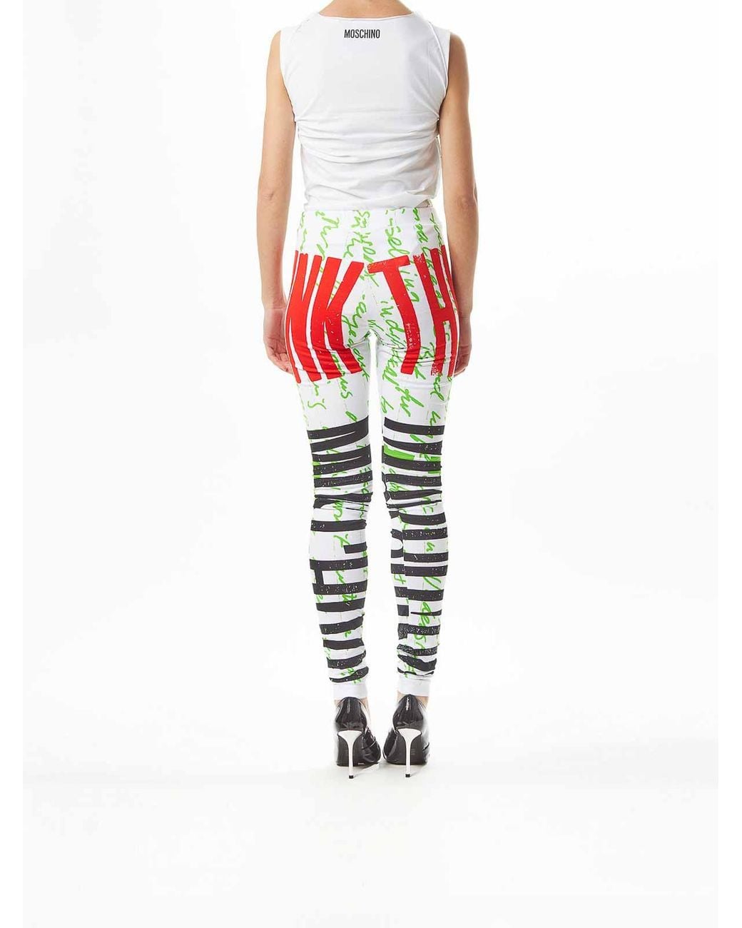 Moschino White Th!Nk Leggings