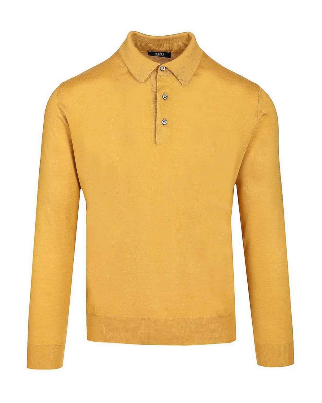Fedeli Yellow Long-Sleeved Polo Shirt for men