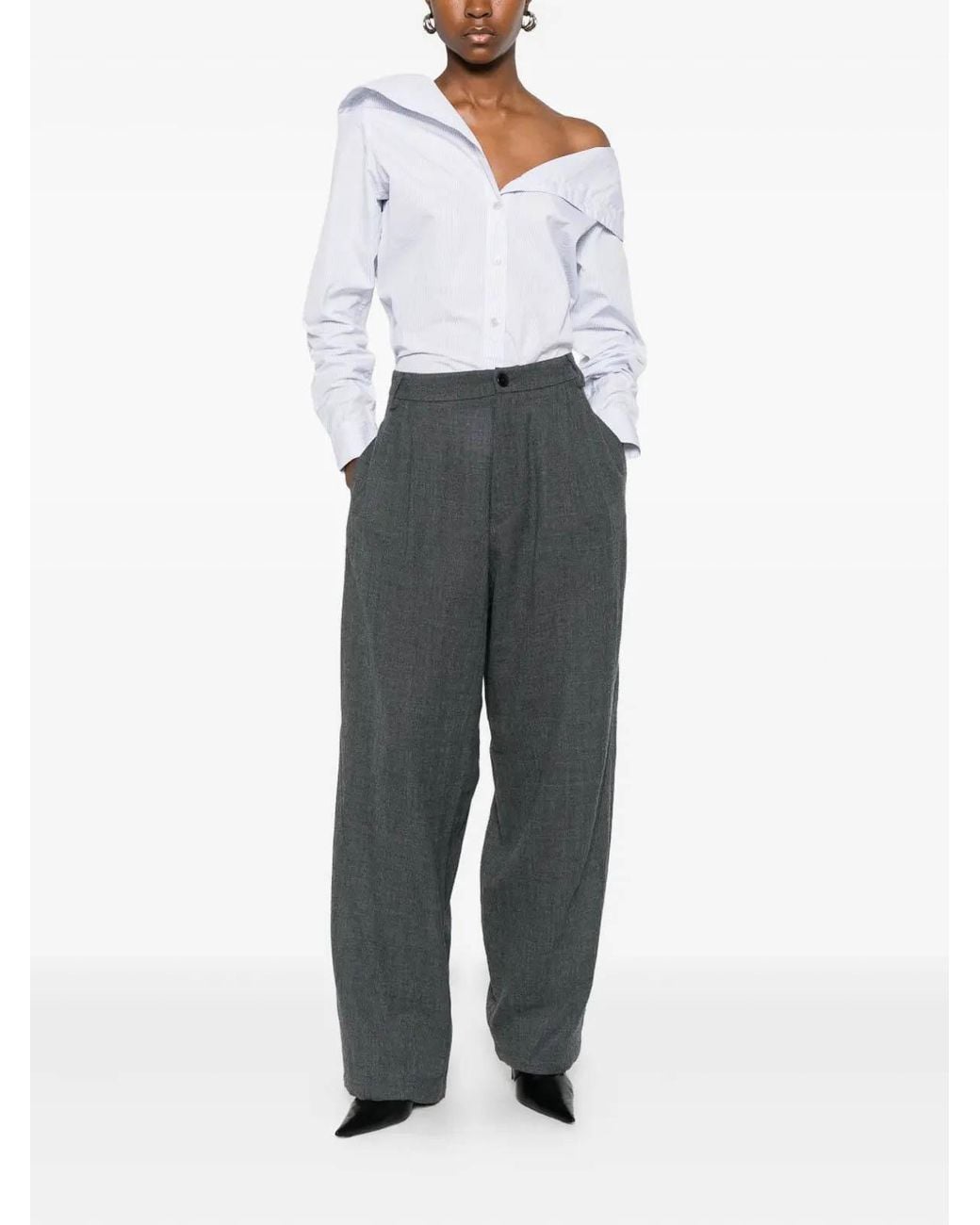 DARKPARK Gray Phebe Wide Leg Japanese Light Wool Pants
