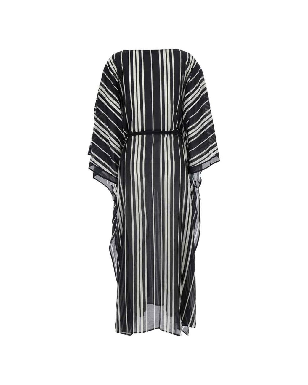 Tory Burch Black Striped Silk Kaftan