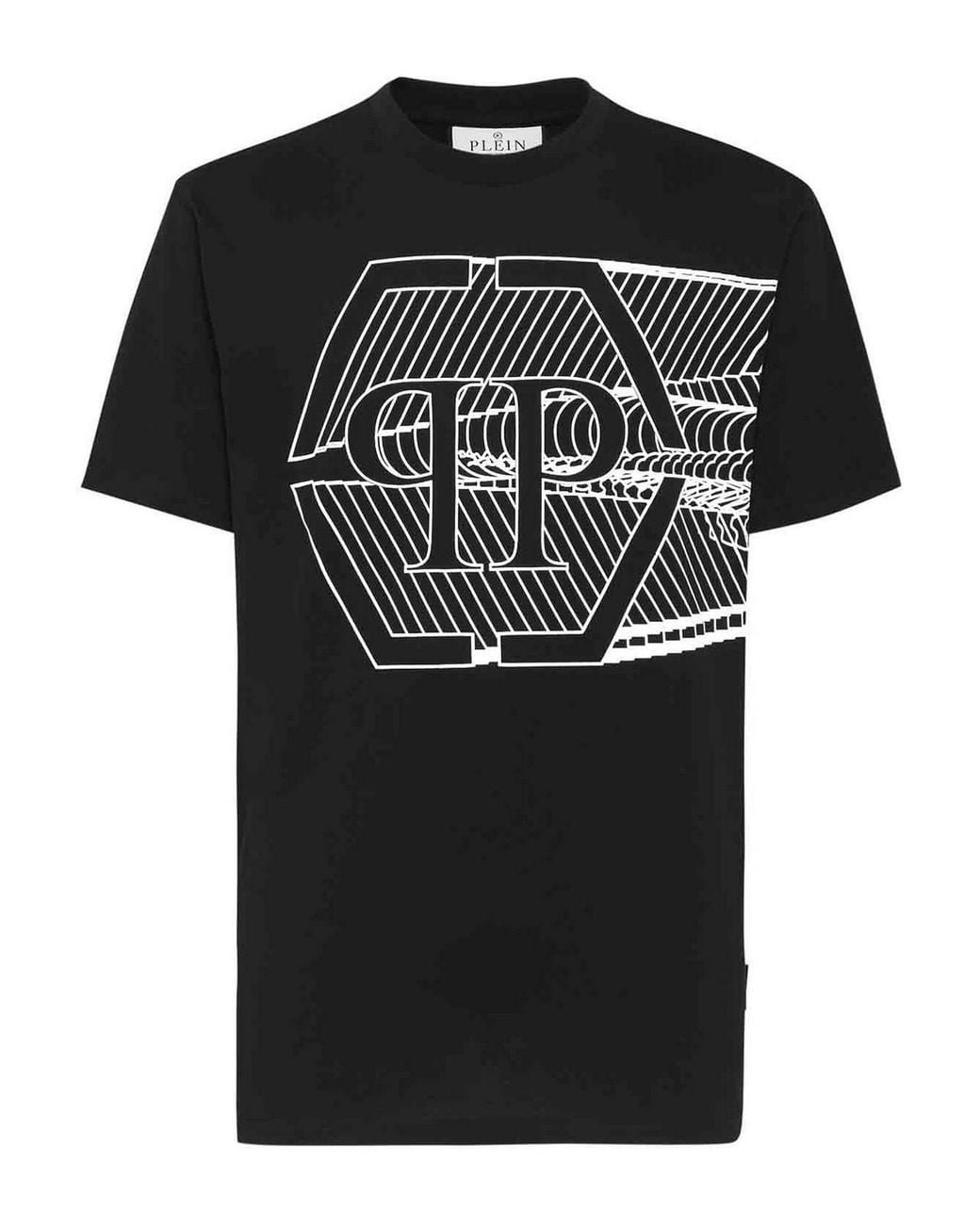 Philipp Plein Black T-Shirt Round Neck Ss Skull & Bones for men