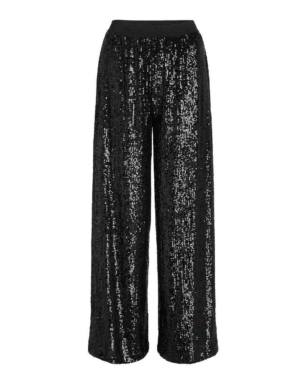 Karl Lagerfeld Black Jersey Fluid Sequin Pants