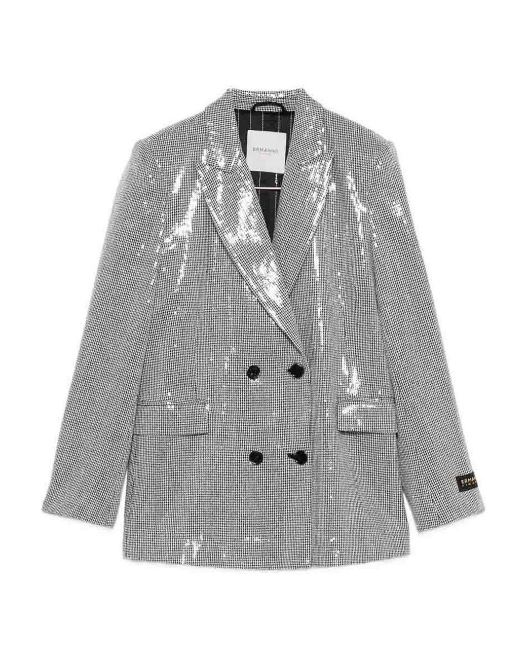 ERMANNO FIRENZE Gray Sequined Double-Breasted Jacket