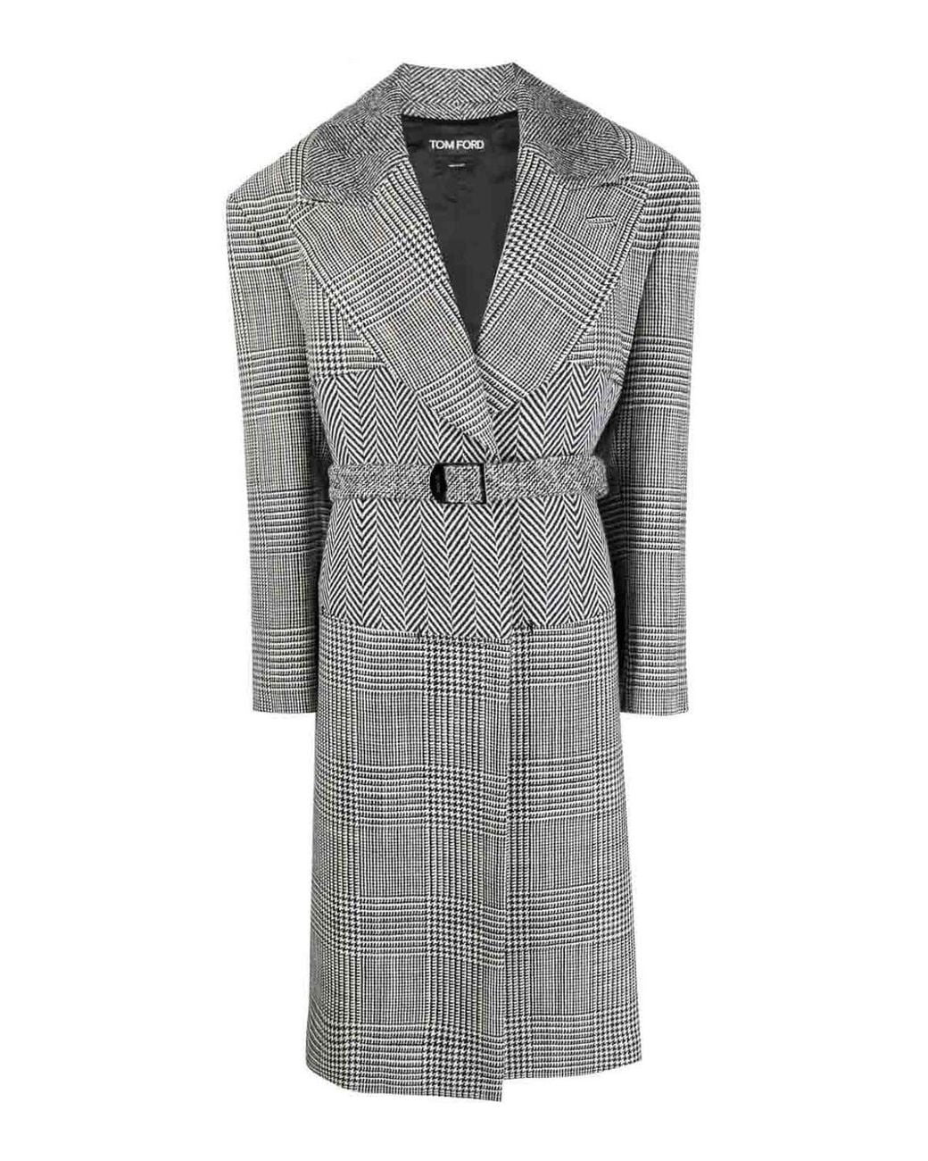Tom Ford Gray Houndstooth Coat