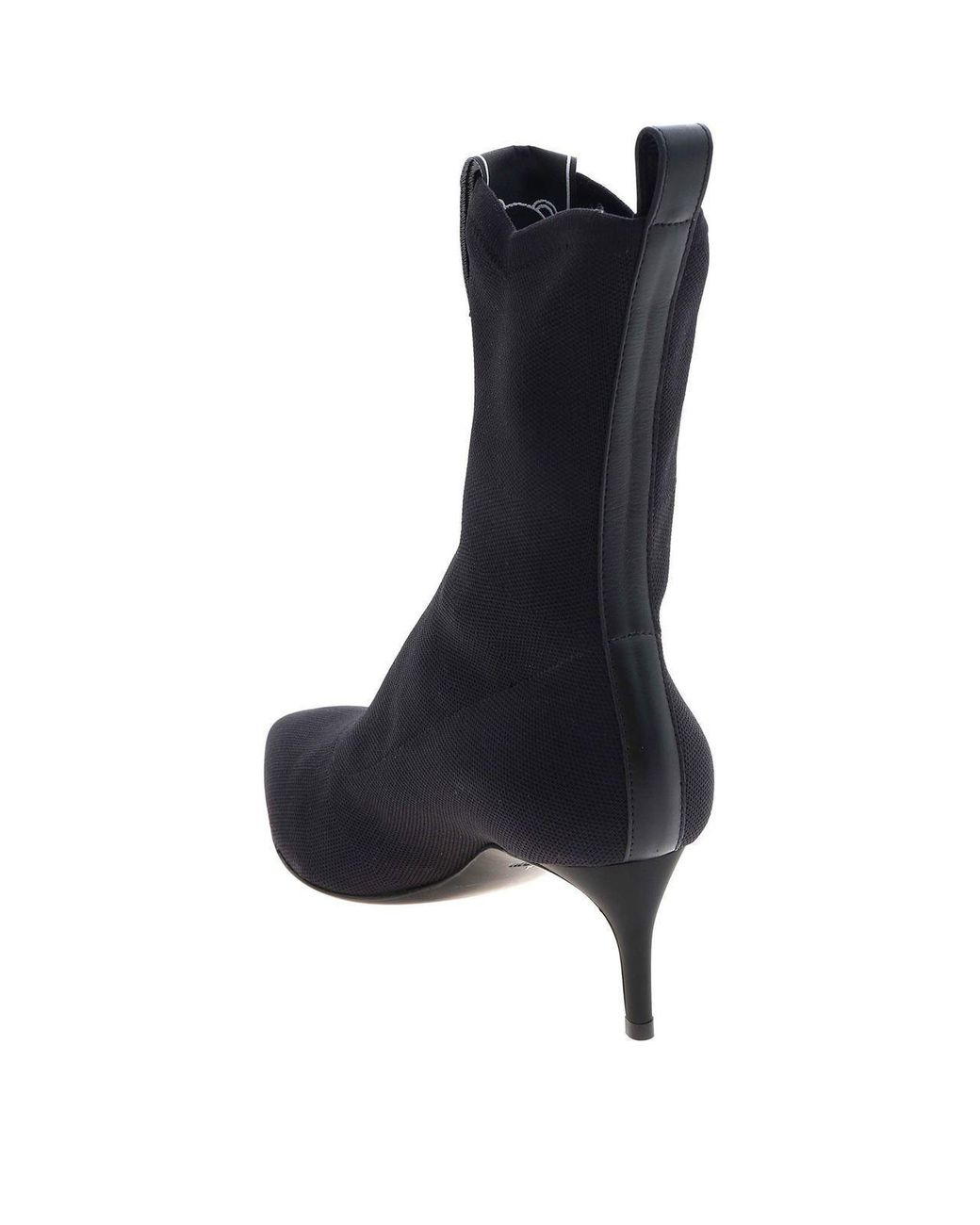 Moschino Black Logo Label Pointed Ankle Boots