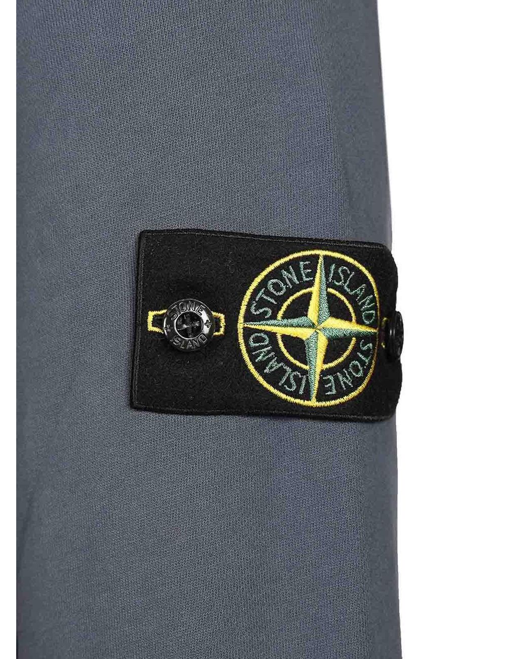 Stone Island Gray Organic Cotton Sweatshirt With Short Zip for men