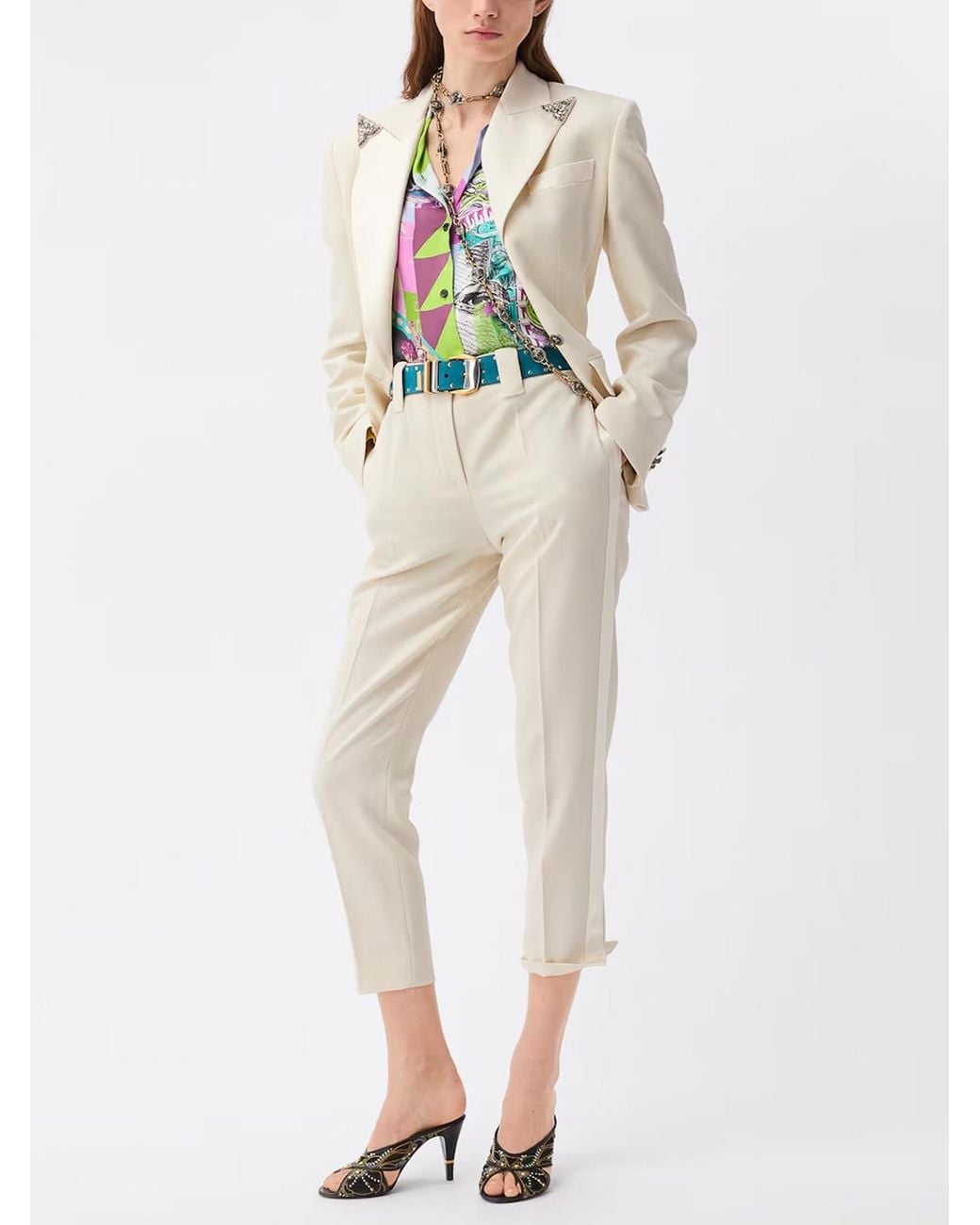 Versace Natural Stretch Wool Trousers