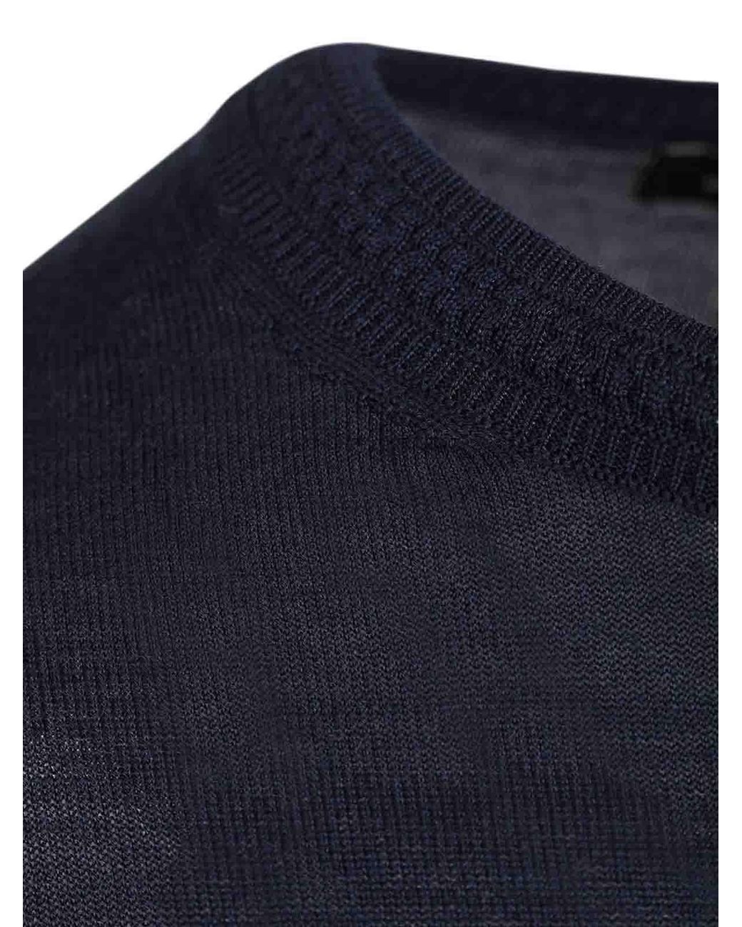 Etro Blue Wool And Silk Sweater for men