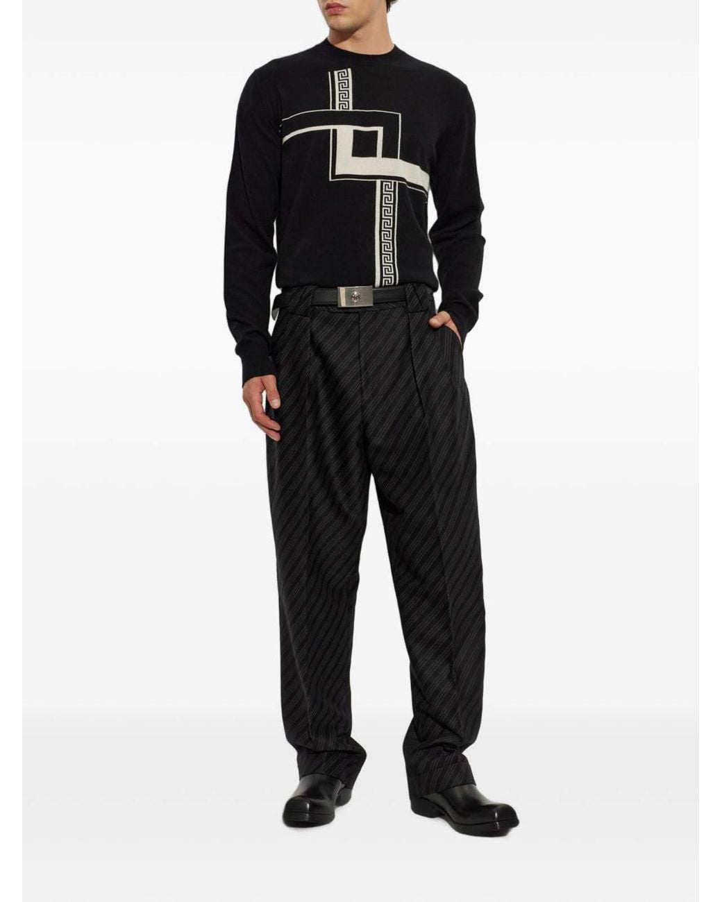 Versace Black Crew-Neck Sweater for men