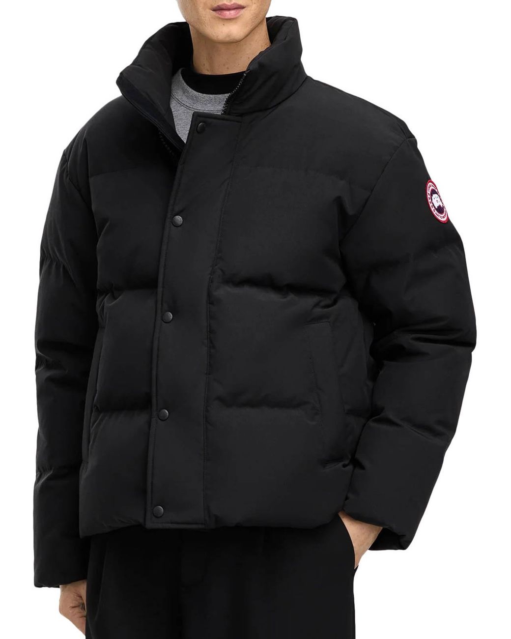 Canada Goose Blue Short Padded Down Jacket With High Collar for men