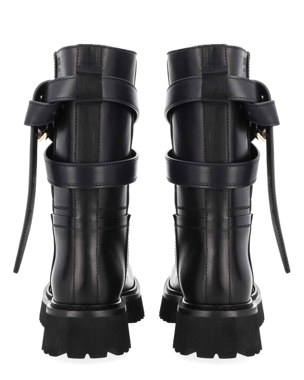 Moschino Black Buckle-Strap Leather Boots