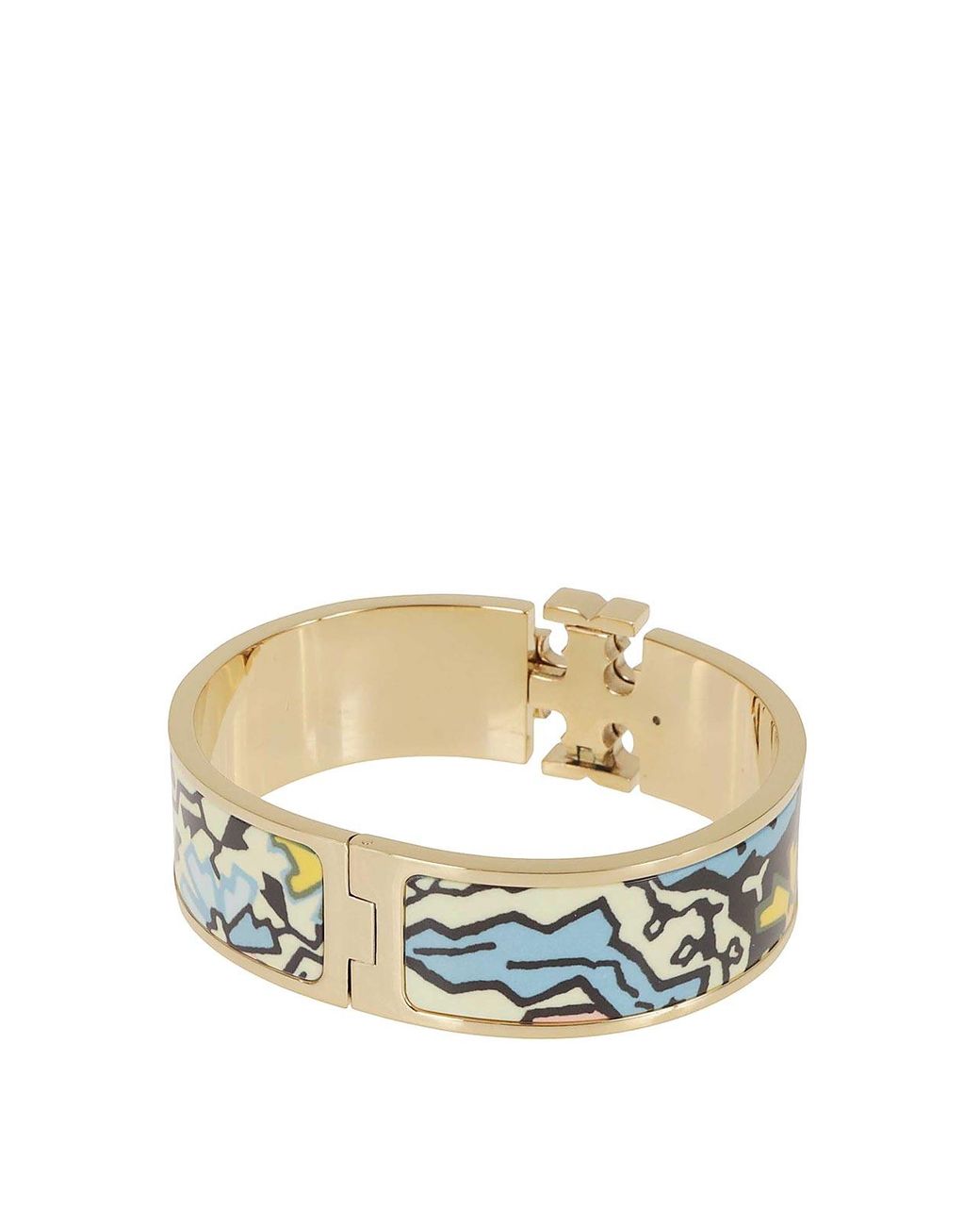 Tory Burch White Kira Enamel Wide Bracelet