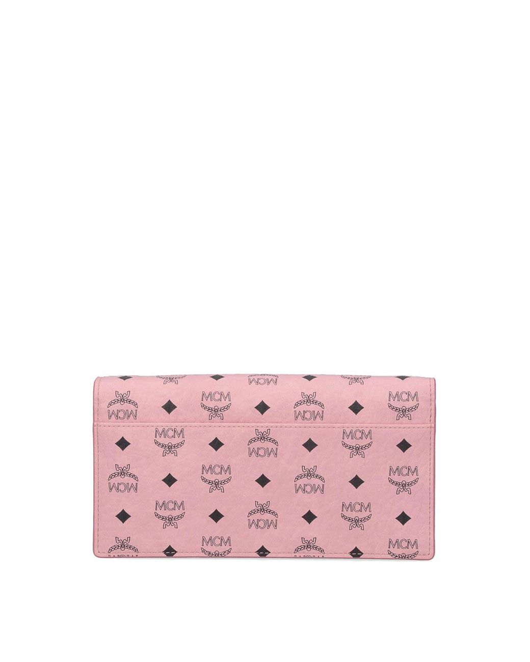 MCM Pink Large Wallet With Logo Shoulder Strap