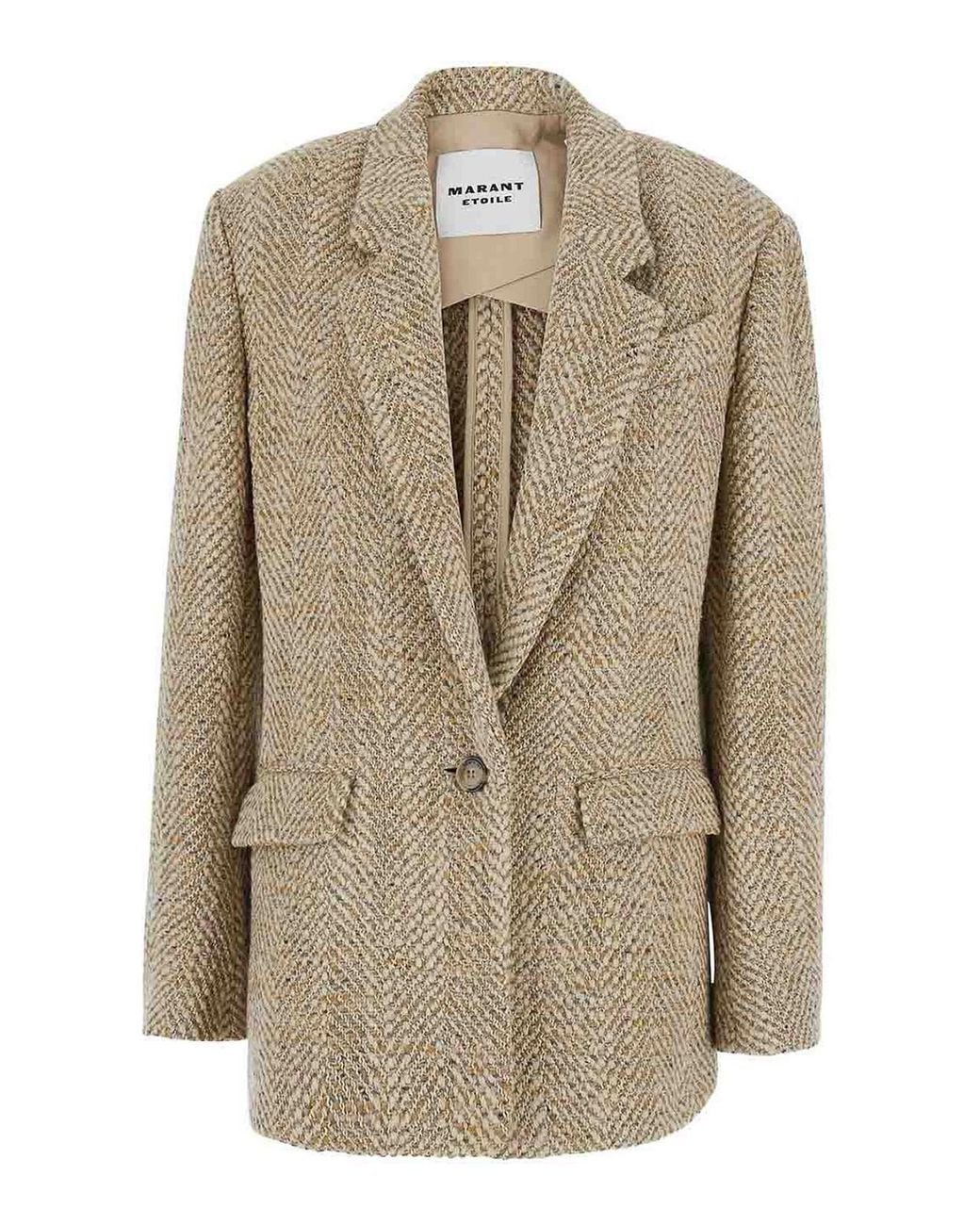 Isabel Marant Natural Parly Herringbone Wool Jacket