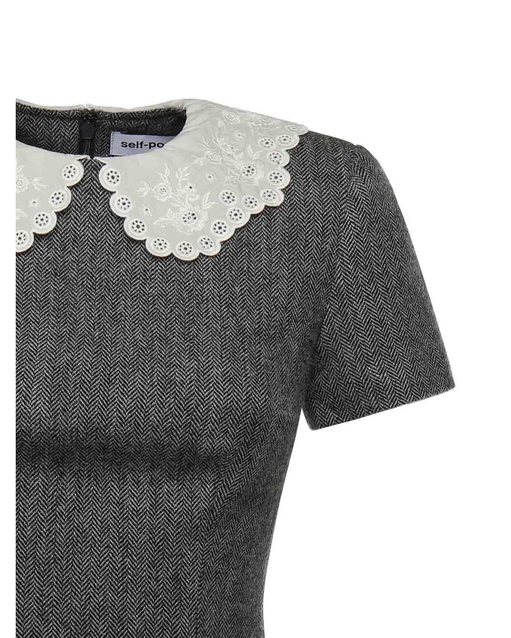 Self-Portrait Gray Wool Knit Mini Dress