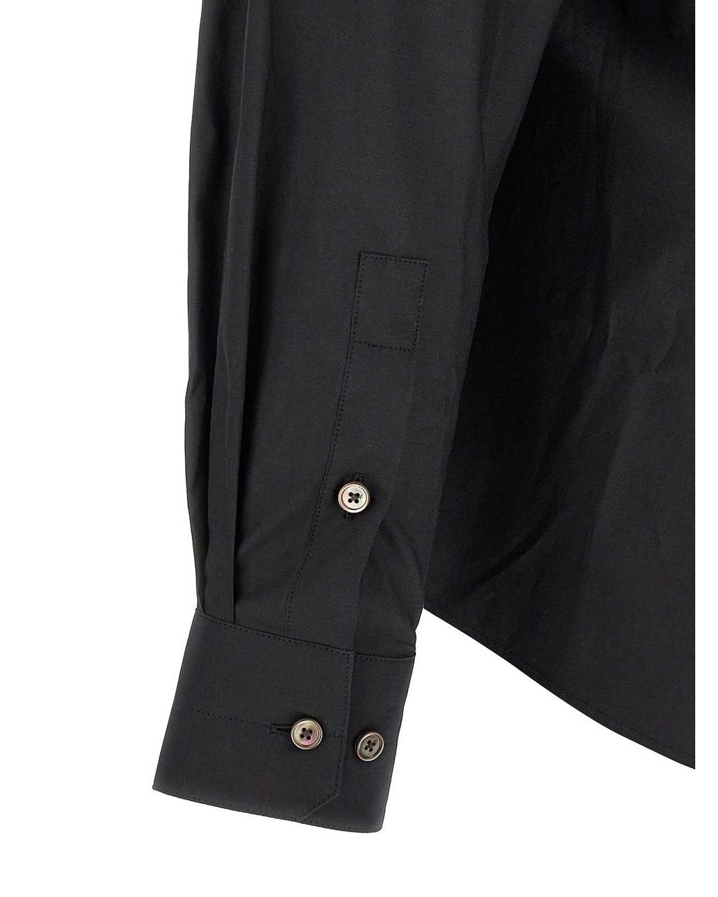 Lemaire Black Cotton And Silk Shirt for men