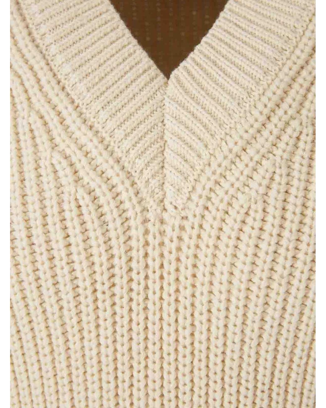 AMI Natural Ribbed V-Neck Knit Vest for men