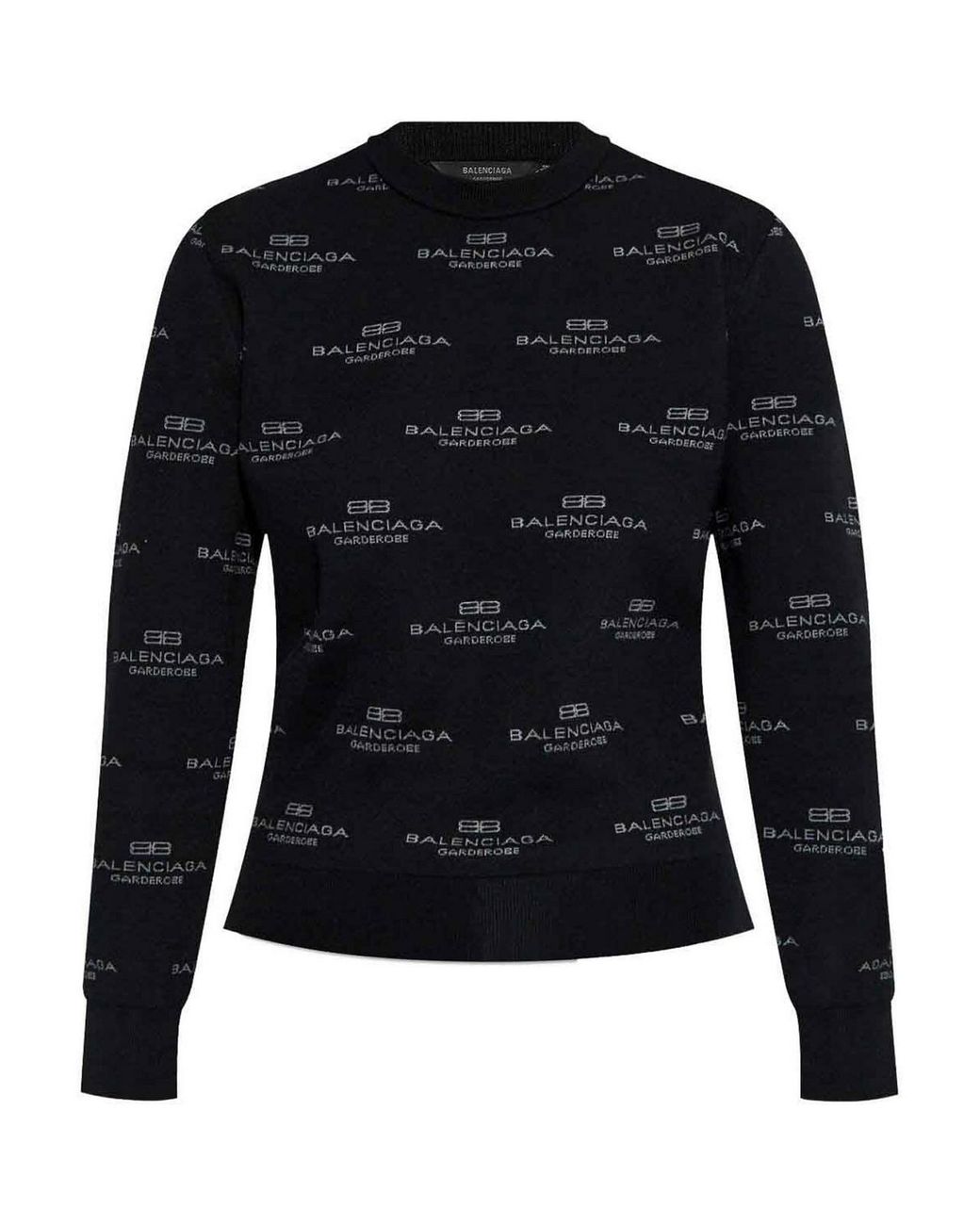 Balenciaga Blue All-Over Logo-Print Jumper