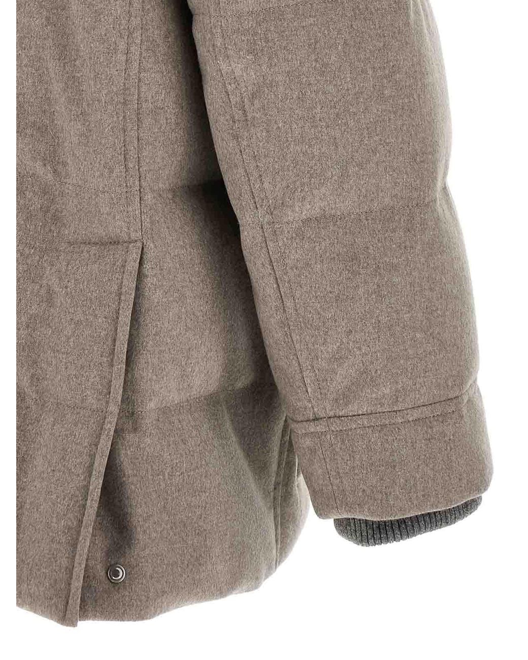 Brunello Cucinelli Gray Membrane Wool Flannel Parka for men
