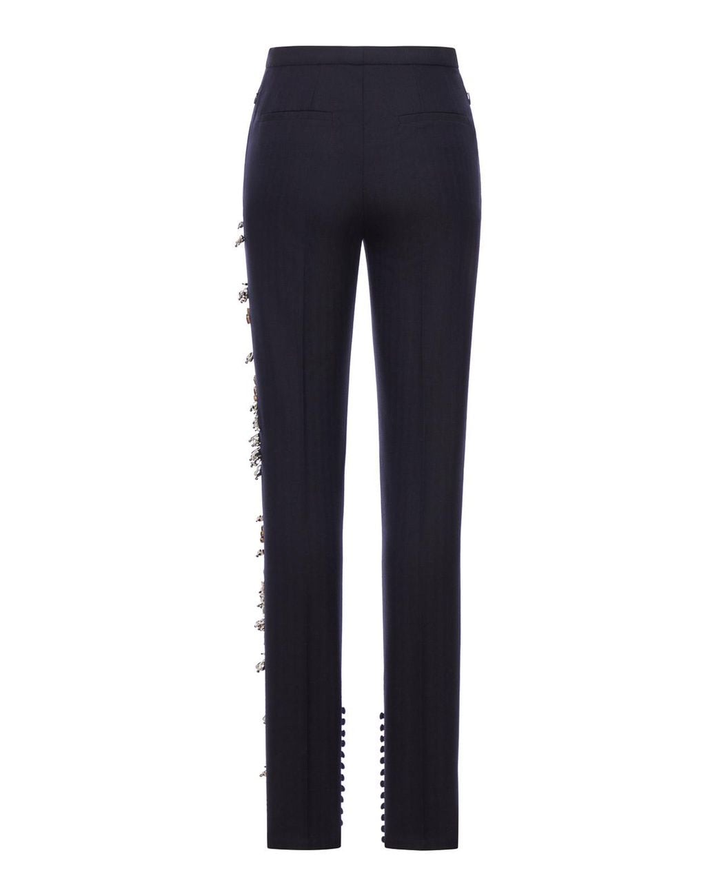 Dries Van Noten Blue Wool Trousers With Jewel Applications