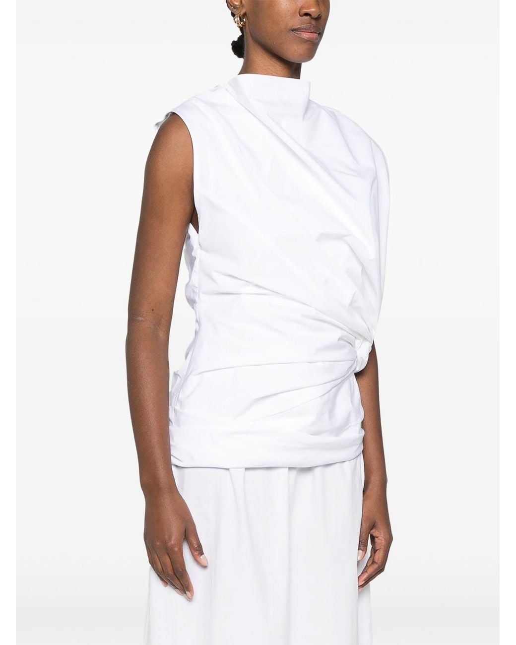 Jil Sander White Sm Knot Waist Top