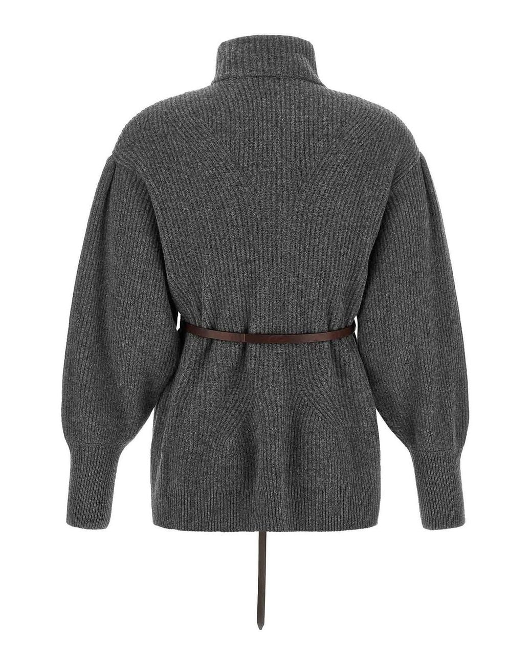 Brunello Cucinelli Gray Belted Cardigan