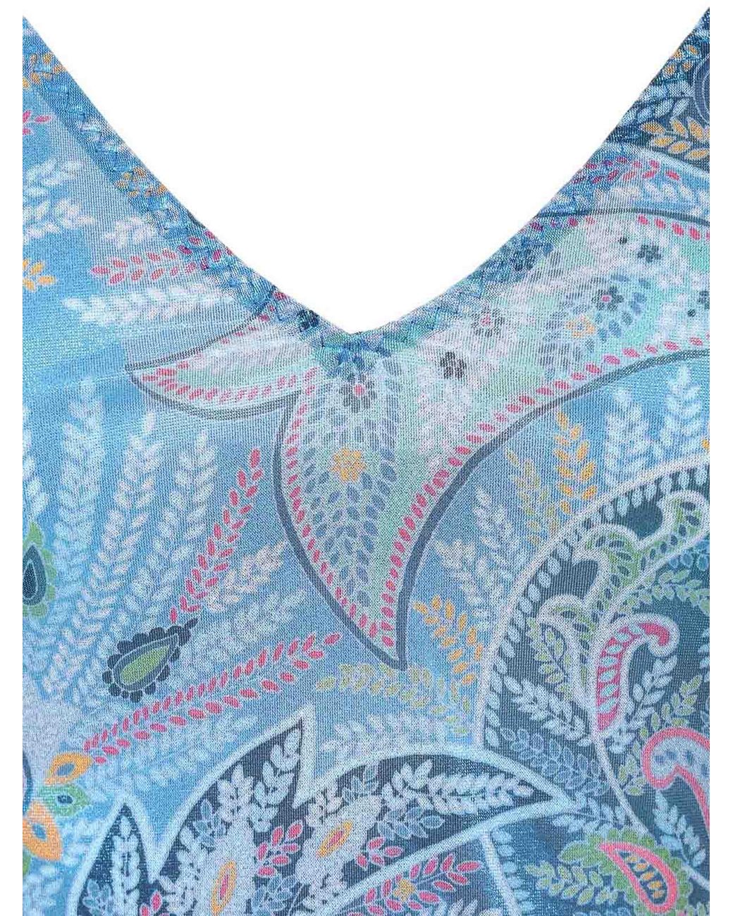 Etro Blue Asymmetrical Dress With Ruffles