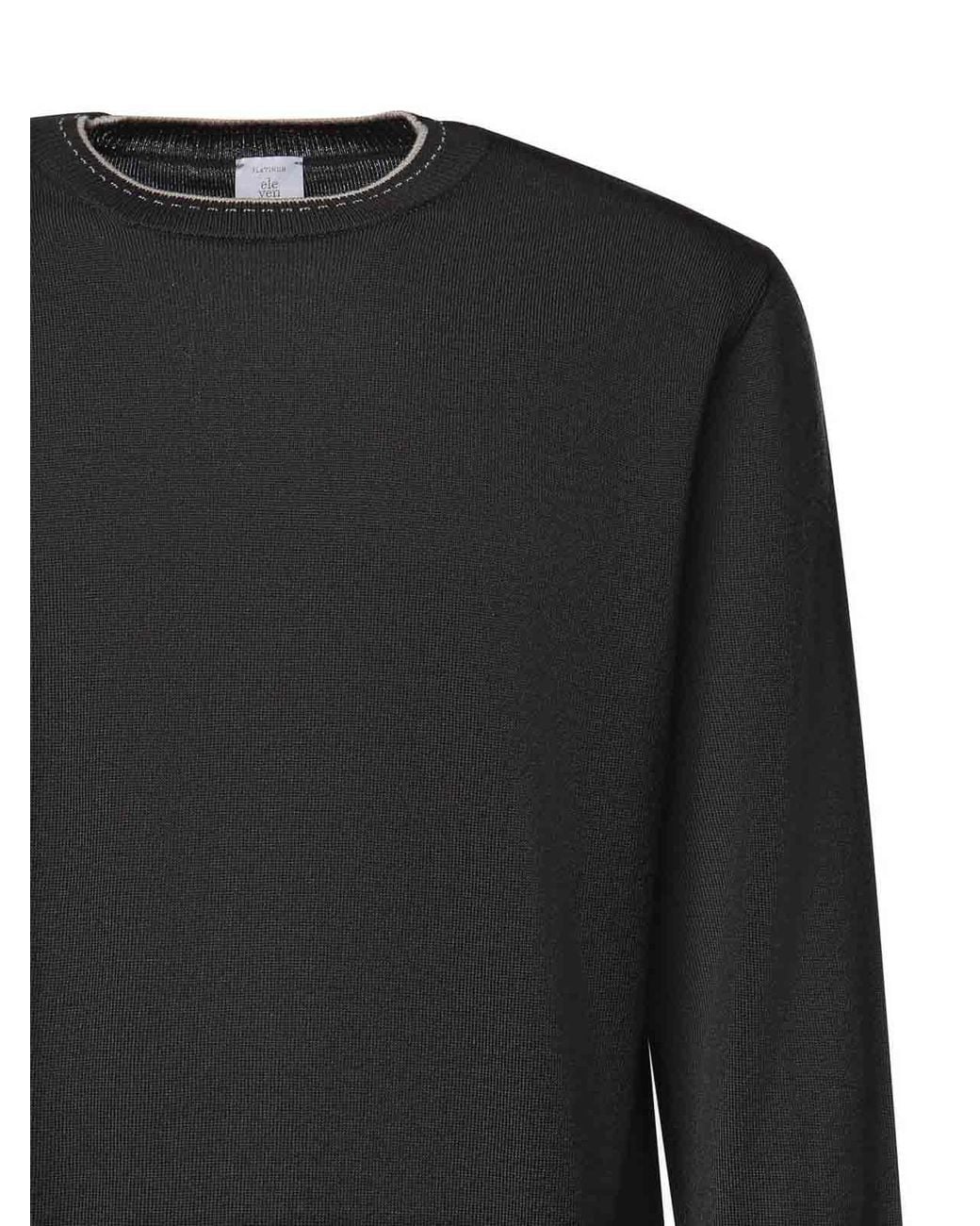 Eleventy Black Wool Sweater for men