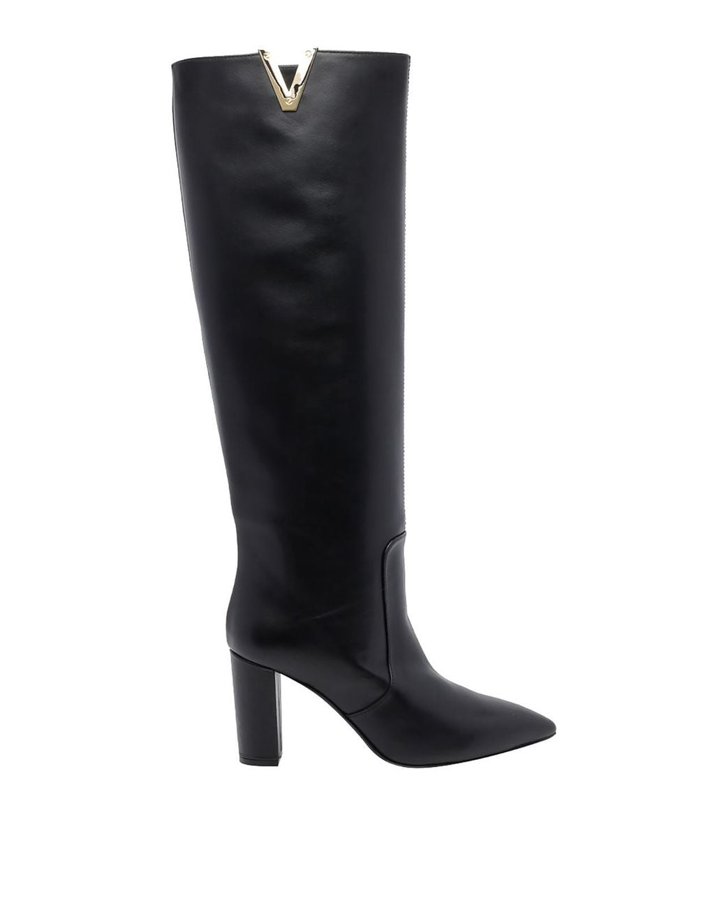 Via Roma 15 Black V Leather Pump Boots
