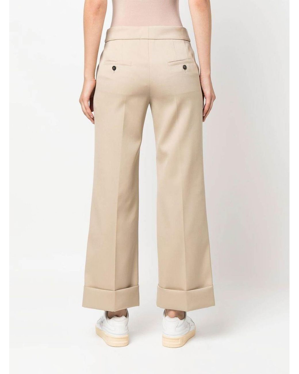 Lanvin Natural Mid-Rise Cropped Wool Trousers
