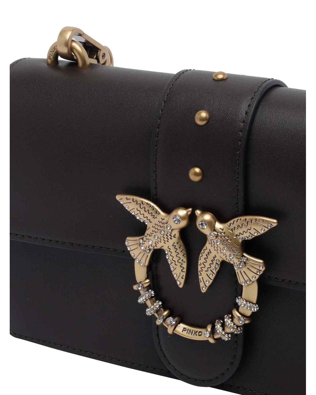 Pinko Black Mini Love One Jewel Buckle Crossbody Bag