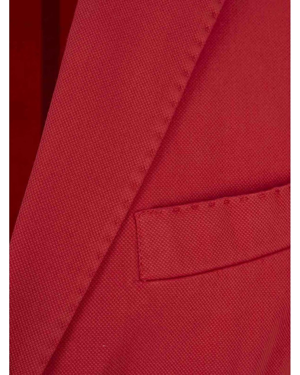 RUSSO CAPRI Red Oxford Cotton Blazer for men