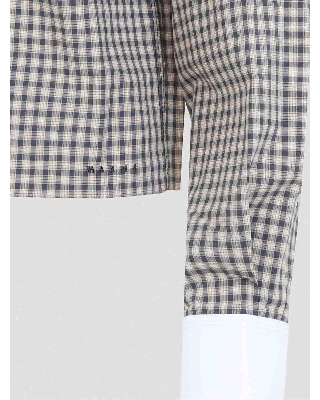 Marni Gray Checkered Cotton Shirt