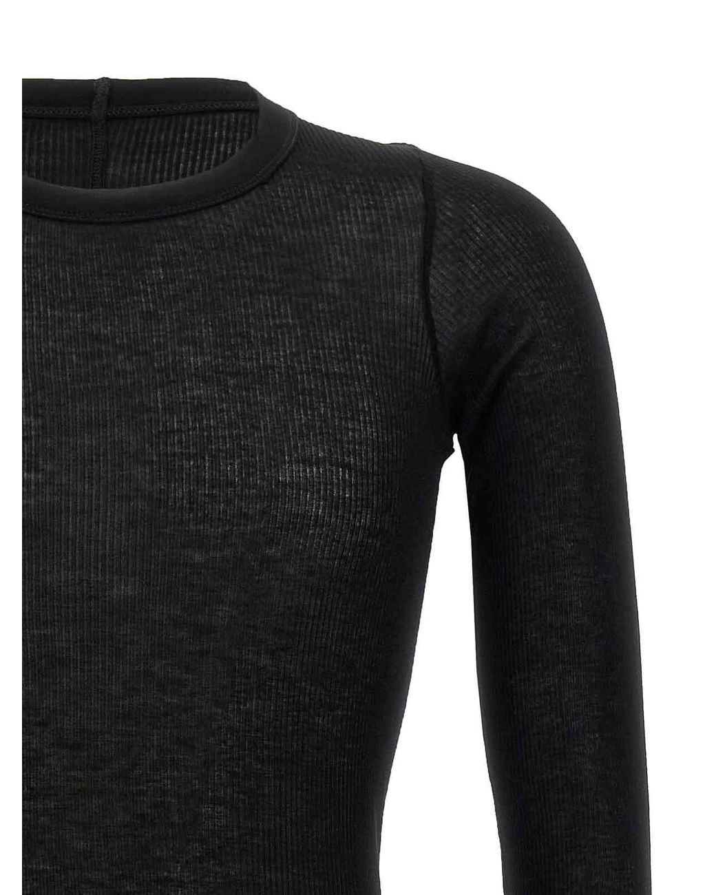 Rick Owens Black Rib Ls T' T-Shirt for men