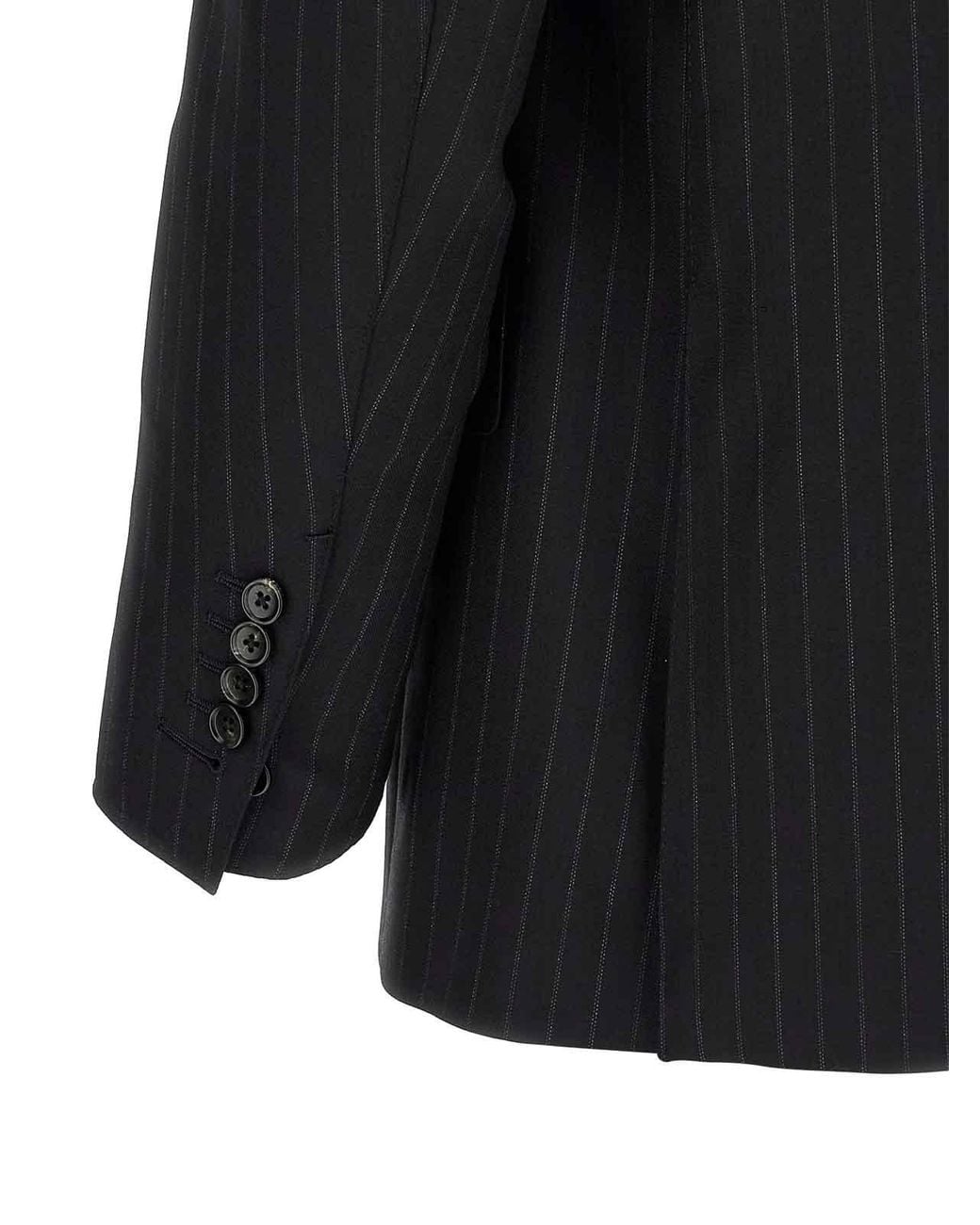 Tom Ford Black Pinstriped Double-Breasted Dress for men