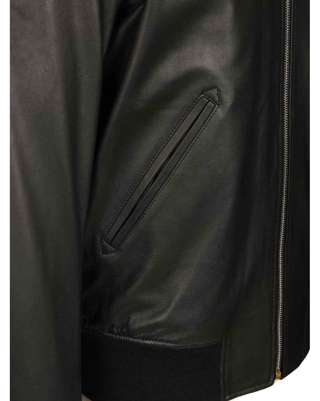 Paul Smith Black Lambskin Bomber Jacket for men